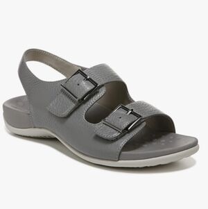 Vionic Albie Gray Women's Sandals Double Velcro Strap w/Buckle Size 10/42